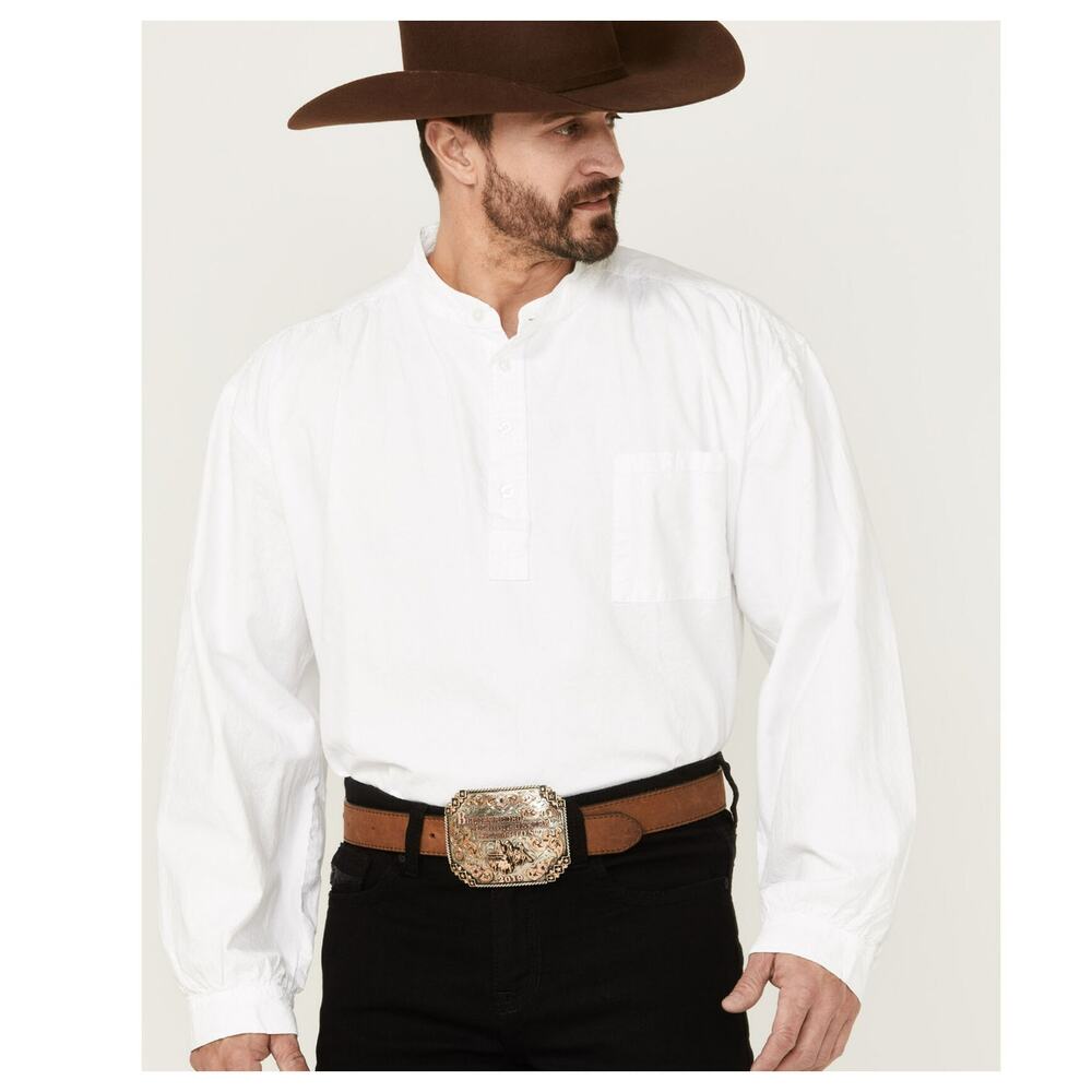 New Scully Solid Pullover White Cotton Long Sleeves Shirt Men Size 4XL